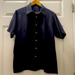 Men’s Italian dark gray button up short sleeve shirt
